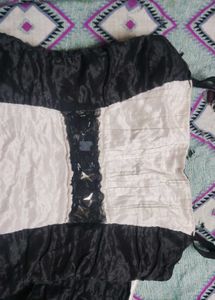 Chic Ruched Black &amp; White Mini Dress