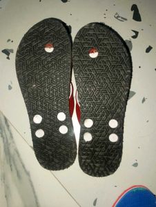 Maroon Flip-Flops with Floral Design