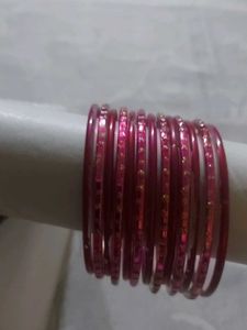 Pink Magenta Glass Bangles Set of 13