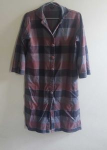 Vintage Plaid Button-Up Long Shirt Jacket
