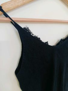 Black cami top with lace trim