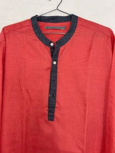 Ode by House of Pataudi Coral Pink Kurta XL