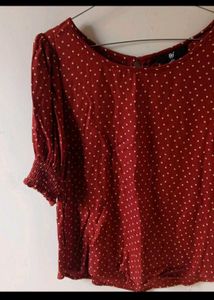 FIG Red Polka Dot Puff Sleeve Top