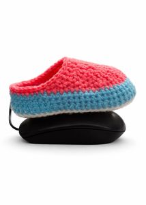 Handmade Crochet Baby Booties (Coral &amp; Blue)