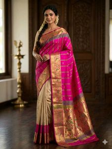 Elegant Pink & Gold Saree