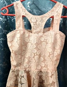 Elegant peach colour Lace Peplum Top