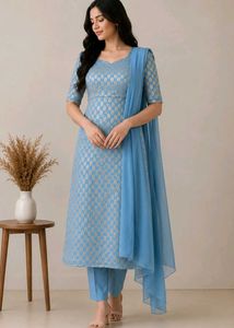 Blue Kurta Set with Dupatta