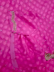 Vibrant Pink Embellished Saree