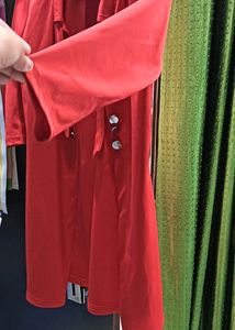 Red long jacket For girls can wear with a Tan top