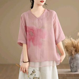 Sheer Floral V-Neck Top