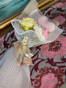 Handmade Crocheted Flower Bouquet with Heart