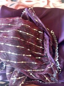 Designer Purple Sequined Saree