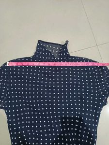 Polka Dot Navy Blue Long Dress Midi One Piece S&amp;M