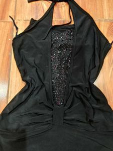 Black Y2K halter neck sparkle top