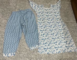 Blue Floral Kurta Set with Pants