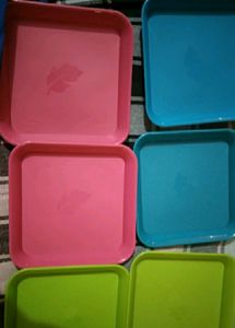 ♥️:🚨 Nitron™ Plastic Snack Quarter Plates Set - Microwave Safe (Set of 6) 🍽️