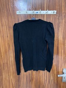 Black Puff Sleeve Knit Top