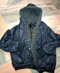 Warm Black Hoody Puffer Jacket