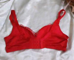 Red Satin Lace Bra