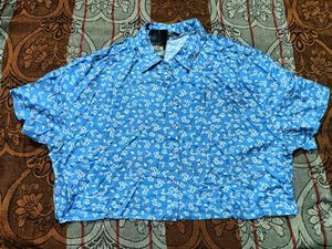 Blue Floral Button-Up Shirt
