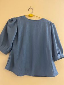 Stylish Blue Puff Sleeve Top