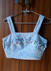 Trendy Blue Check Crop Top 💙