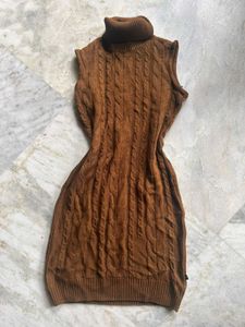 Brown Sleeveless Knit Dress
