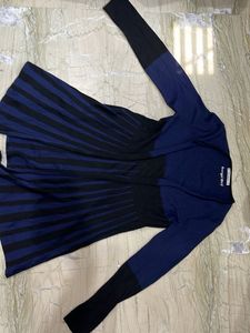 Women's Blue &amp; Black Striped Cardigan