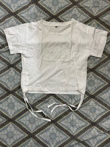 White crop top with tie details
