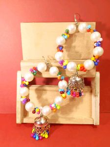 Chunky Pearl & Bead Jhumka Set