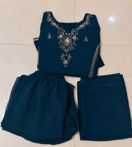 Elegant Teal Embroidered Kurta Set