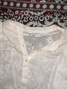Elegant White Broderie Anglaise Top
