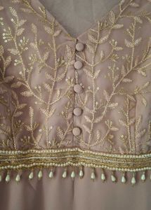 Indya Embroidered Pre Draped Mauve Saree