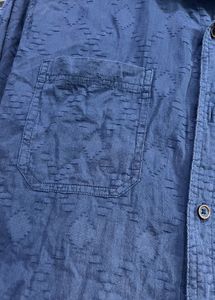 Blue Patterned Button-Down Casual Shirt
