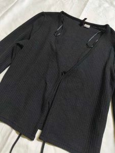 Black tie up cardigan