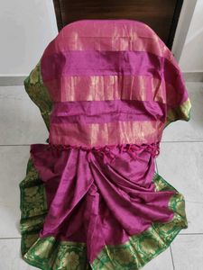 Magenta &amp; Green silk saree