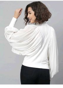 Chic White Blouse with Dramatic Sleeves