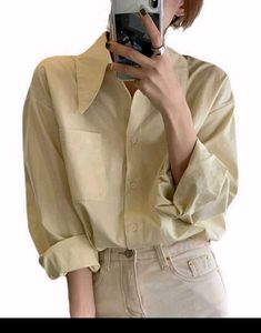 Mustard beige oversized shirt