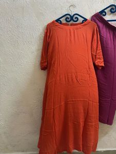Plus Size Orange Kurta &amp; Palazzo Pants Set
