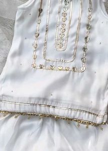 White & Gold Embroidered Kurta Set