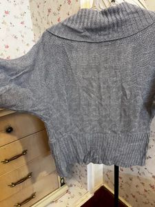Grey Knit Cardigan Sweater Shrug