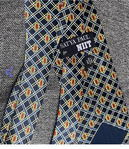 Brand New Navy Blue &Yellow Silk Tie By Satya Paul