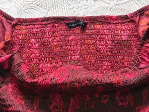 Burgundy Floral Smocked Puff Sleeve Top