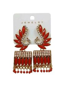 Elegant Red & Gold Jhumka Earrings