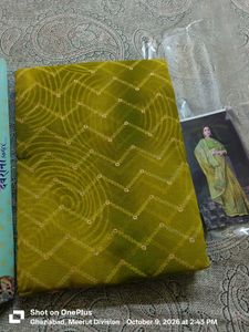 Beautiful Green Saree with Leaf Design