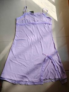 Sheer Lilac Lace Trim Nightie
