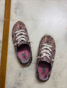 Skechers Floral Print Canvas Lace-Up Shoes
