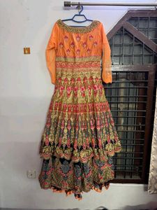 Stunning Orange &amp; Navy gown