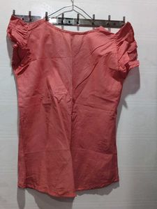 Coral Embroidered Top