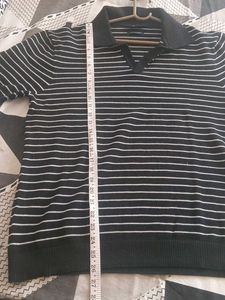 Striped Collared Knit Top